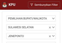 Hasil Real Count KPU Jeneponto, Kecamatan Arungkeke Pasmi Unggul dari Kita Bersama FOTO: Hasil tangkap layar dari laman websitehttps://pilkada2024.kpu.go.id