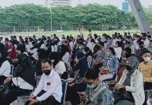 Laskar Pelangi Dirumahkan, Pemprov Sulsel ‘Ribut’ dengan Pemkot Makassar, DP: DBH itu Hak Kami, Tak Bayar Melanggar Hukum FOTO: Pembekalan tenaga Laskar Pelangi di Lapangan Karebosi, Makassar beberapa waktu lalu. (Dok. Pemkot Makassar)