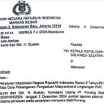SP2HP Mal Pinrang Terbit, Mantan Bupati Bakal Berurusan dengan Bareskrim Polri FOTO: Surat jawaban pemberitahuan laporan H. Bustan ke Mabes Polri.