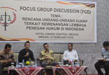 Dominus Litis Dikhawatirkan Sebabkan Kewenangan Berlebih FOTO: Focus Group Discussion (FGD) Rancang Undang-Undang (RUU) KUHAP terkait kewenangan lembaga penegak hukum di Indonesia, Medan, Kamis (13/2)