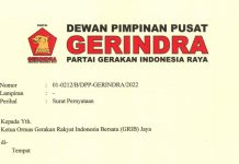 Prabowo Mundur dari Dewan Pembina, ini Penjelasan GRIB Jaya FOTO: Surat DPP Partai Gerindra yang ditujukan ke Ketua umum DPP GRIB Jaya