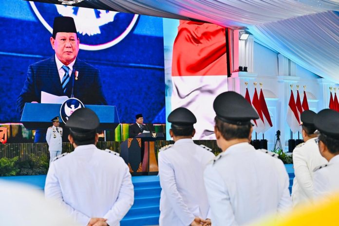 FOTO: Presiden Prabowo Subianto melantik 961 kepala daerah dari seluruh Indonesia yang digelar serentak di Istana Kepresidenan Jakarta pada Kamis, 20 Februari 2025.