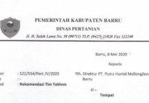 Dinas Pertanian Keluarkan Izin Prinsip Tambang Galian C, FRAKSI Desak Tipiter Polda Sulsel Periksa Eks Bupati Barru FOTO: Surat kepala dinas pertanian kabupaten Barru ke PT. Putra Hamid Mallongi-long.