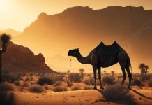 Matahari Terbit dari Barat, Peniliti: Pengalihan Arus Laut, Hingga Intensitas Hujan Tinggi di Timur Tengah FOTO: Matahari terbenam di gurun pasir (Lesen Hak Cipta: ©️Pngtree)