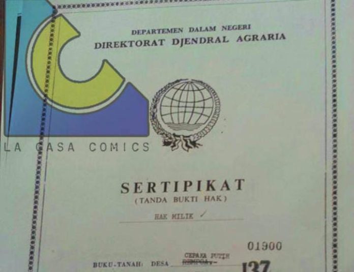 IMG-20250402-WA0121 FOTO: Ilustrasi sertipikat tanah bergambar bola dunia. (Istimewa)