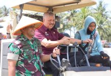 Bupati Pinrang Gelar Panen Raya Bersama Presiden Prabowo FOTO: Bupati Pinrang H. A. Irwan Hamid saat melakukan panen raya. Senin (7/4/2025) (Properti: Humas Pemkab Pinrang)