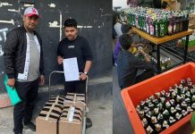 Satpol PP-DPMPTSP Makassar Sita 46 Minol di Helen’s, Betel: Kenapa Hanya Segitu, Ada Ratusan Botol, Saya Lihat Langsung FOTO: Pihak Pemkot Makassar saat menyita Minol dari pihak manajemen Helen's dan Foto ratusan minuman beralkohol saat dilakukan sidak. (Kolase)