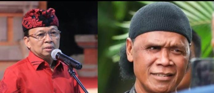 FOTO: Gubernur Bali Wayan Koster dan Pendiri GRIB Jaya Rosario de Marshall Hercules. (Kolase)