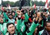 Dasco Pimpin Rakor Finalisasi Perpres Ojek Online FOTO: Pengemudi Ojol saat menggelar aksi di Jakarta. (Properti Akurat.co)