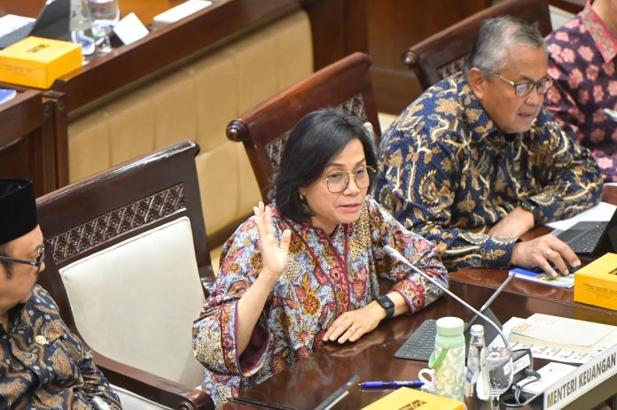 FOTO: Menteri Keuangan Sri Mulyani saat rapat kerja dengan Komisi XI DPR RI. (Properti via Facebook)