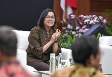 Kemenkeu Rakornis Gabungan Bidang Penerimaan FOTO: Sri Mulyani saat menghadiri rapat koordinasi berlangsung di gedung Pusdiklat Anggaran dan Perbendaharaan, Bogor, Jawa Barat, 11 Juli 2025.