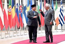 Prabowo Bertemu Presiden Dewan Eropa António Costa FOTO: Presiden Prabowo Subianto melakukan pertemuan dengan Presiden Dewan Eropa António Costa di Gedung Europa, Brussel, Belgia, pada Minggu, 13 Juli 2025. (Properti Seskab)