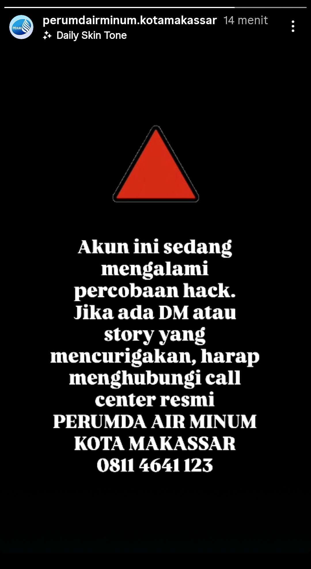 FOTO: Hasil tangkapan layar dari akun Instagram @PERUMDAAIRMINUM.MAKASSAR