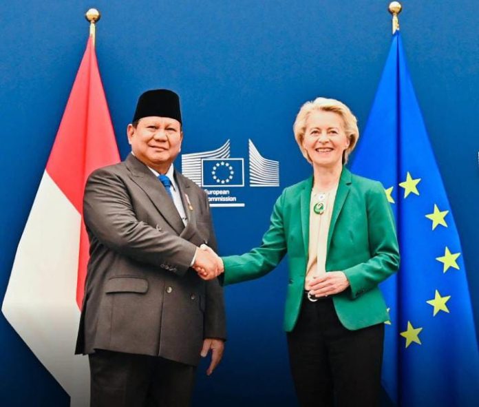 FOTO: Presiden Prabowo Subianto dan Presiden Komisi Eropa (Properti via Facebook)