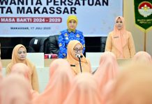Pengurus Dharma Wanita Persatuan Kota Makassar periode 2025 – 2029 Resmi Dilantik FOTO: Pengurus Dharma Wanita Persatuan (DWP) Kota Makassar periode 2025 - 2029 resmi dikukuhkan di Kantor Balai Kota Makassar, Kamis (17/7). (Istimewa)