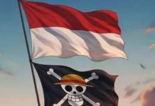 Kibarkan Bendera Merah Putih Satu Tiang Bendera Bajak Laut, Menko Polkam sebut Berdampak Pidana FOTO: Tangkapan layar dari gambar viral bendera merah putih dan bajak laut dari Manga One Piece