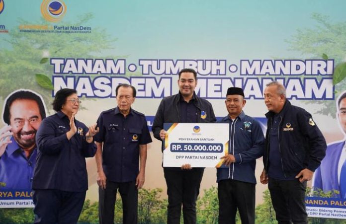 IMG-20250808-WA0280 FOTO: Dari kiri Siti Nurbaya Bakar, Sutiyoso, Prananda Paloh, Ketua Koordinator Bappilu Partai NasDem dan Paling Kanan Wakil Ketua Umum Partai NasDem Saan Mustopa. (Properti DPP Partai NasDem)