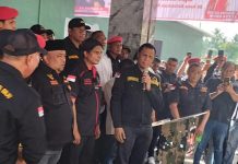 Baru Setahun Berdiri, Diresmikan Hercules, Mabes GRIB Jaya Diratakan Gubernur Sumut FOTO: Ketua Umum GRIB Jaya, Rosario de Marshal alias Hercules saat meresmikan markas besar GRIB Jaya Sumatera Utara bdi Tanjung Pamah, Desa Namorube Julu, Kecamatan Kutalimbaru, Kabupaten Deli Serdang, Senin 1 Juli 2024. (Properti via Facebook)