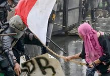 Mengurai Akar Kemarahan Rakyat FOTO: Seorang ibu rumah tangga saat mengikuti aksi unjuk rasa di Jakarta, Kamis (28/8). (Willi Kurniawan/Reuters via Facebook)