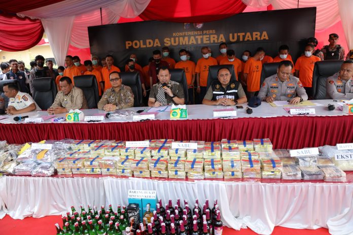 FOTO: Direktorat Reserse Narkoba Polda Sumatera Utara bersama Satresnarkoba Polres Asahan, Polres Tanjung Balai, dan Polres Batubara berhasil mengungkap 603 kasus narkoba.