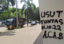 Jadi Simbol Perlawanan, Apa Arti ACAB dan Kode 1312 Saat Aksi Unjuk Rasa Besar besaran FOTO: Tulisan ACAB dan 1312 mendominasi coretan-coretan yang ada di sejumlah sudut Stadion Kanjuruhan, Kabupaten Malang, Jawa Timur.