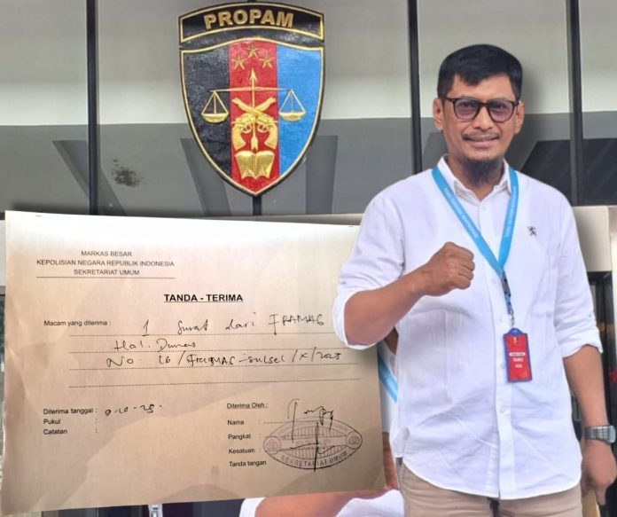 IMG-20251009-WA0287 FOTO: Illank Radjab, S.H., Juru Bicara FRAMAG saat menyambangi Mabes Polri di Jakarta, Kamis (9/10/2025)