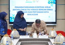 Perkuat Ekosistem Pangan Halal, Fakultas Vokasi Unhas Teken Kerja Sama dengan Pemkot Makassar FOTO: Fakultas Vokasi Universitas Hasanuddin bersama Dinas Perikanan dan Pertanian Kota Makassar menyepakati kerja sama dalam bidang Juru Sembelih Halal (JULEHA) berlangsung pada Jum’at, 17 Oktober 2025, di Fakultas Vokasi Unhas, Kampus Tamalanrea.