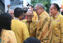 Tasyakuran Hari Ulang Tahun ke-61 Partai Golkar di Kantor DPP Partai Golkar FOTO: Mantan Ketua Umum DPP Partai Golkar Aburizal Bakrie