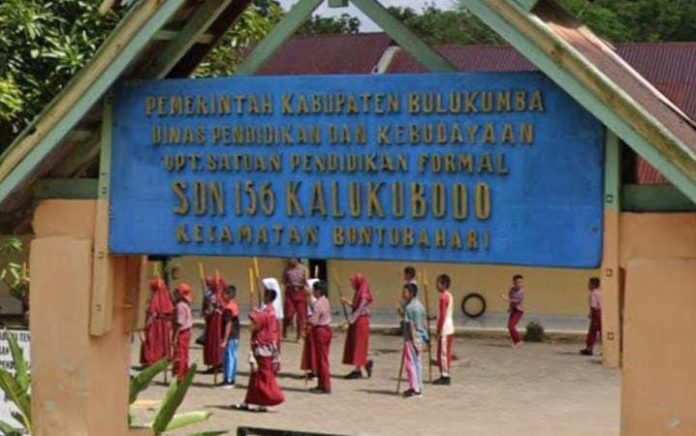 FOTO: SD Negeri 156 Kalukubodo, Kecamatan Bonto Bahari, Kabupaten Bulukumba, Sulawesi Selatan. (Istimewa)