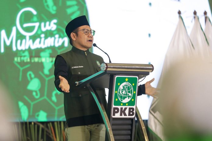 FOTO: Ketum) Partai Kebangkitan Bangsa (PKB) Muhaimin Iskandar atau Cak Imin, Dalam kesempatan membuka Musyawarah Wilayah (Muswil) DPW PKB Jawa Timur di Surabaya, Jumat (19/12/2025). (Properti PKB)