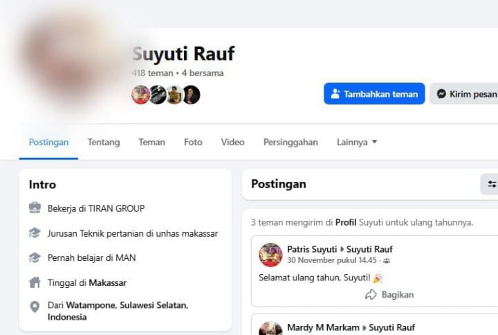 FOTO: Tangkap layar dari akun media sosial milik Suyuti Rauf