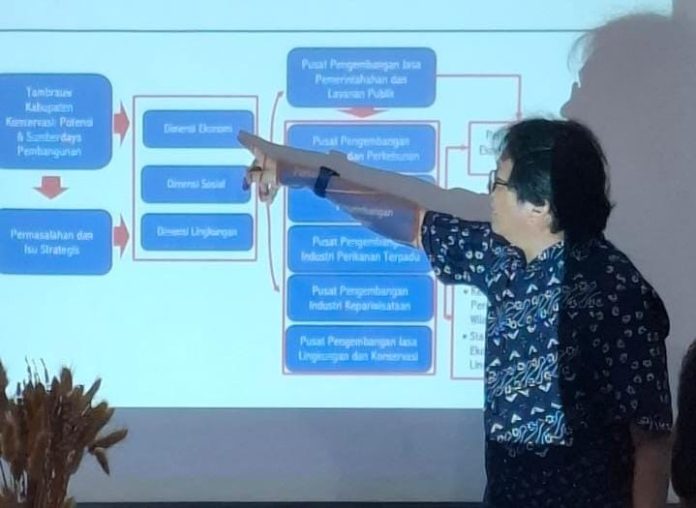FOTO: Kepala P2KP LPPM Unhas, Dr. Sultan Suhab menggelar Seminar Akhir Grand Desain Percepatan Pertumbuhan Ekonomi Berkelanjutan Kabupaten Tambrauw, Provinsi Papua Barat Daya. Seminar berlangsung pada Jum'at (26/12/2025) di Hotel Vega, Kabupaten Sorong.