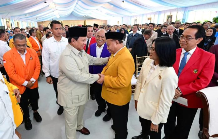 FOTO: Presiden Prabowo Subianto bersama para pimpinan perguruan tinggi seluruh Indonesia nampak hadir Prof Jamaluddin Jompa. (Setkab)