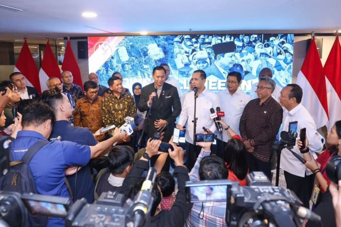 FOTO: Menko AHY dalam Town Hall Meeting Transformasi Transmigrasi 2026, Kamis (5/2/2026), di Jakarta. (DOK. KemenkoInfra)