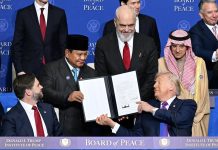 Presiden Prabowo Hadiri Inaugural Meeting BoP, Tegaskan Peran Indonesia dalam Stabilitas Global dan Rekonstruksi Gaza FOTO: Prabowo Subianto menghadiri pertemuan perdana (Inaugural Meeting) Board of Peace (BoP) di Donald Trump United States Institute of Peace, Washington D.C., Amerika Serikat, Kamis (19/02/2026). (Sumber: BPMI Setpres)