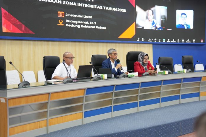 FOTO: Kegiatan Kick Off Pelaksanaan Zona Integritas 2026 yang berlangsung di Ruang Rapat Senat Lantai 2, Gedung Rektorat Unhas, Kampus Tamalanrea, Senin (2/2).