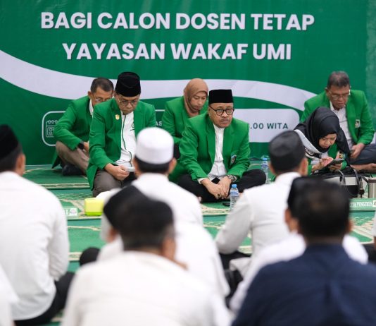 Rektor UMI Tegaskan Peran Dosen sebagai Duta Kampus: 70 Calon Dosen Ikuti Pembekalan Program Pengabdian UMI Mengajar FOTO: Sebanyak 70 Calon Dosen Tetap mengikuti Pembekalan Program Pengabdian UMI Mengajar Gelombang II. Kegiatan ini dilaksanakan di Masjid Nurul Iman, Lantai 10 Menara UMI, Jumat (6/2/2026)