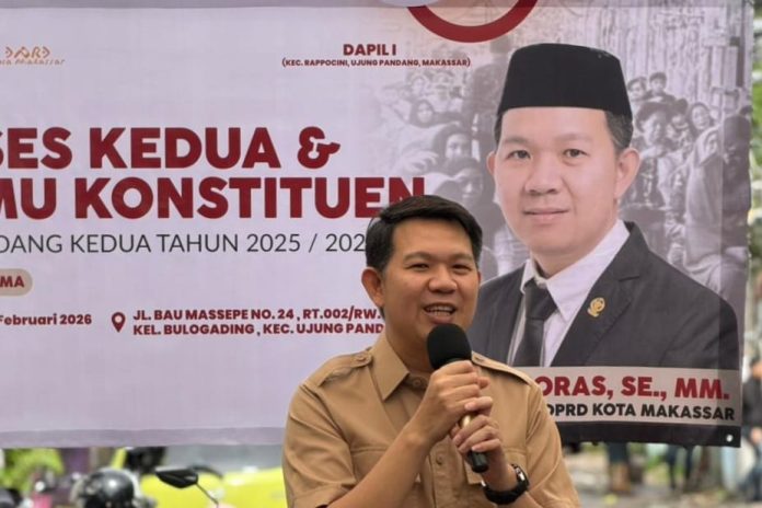 IMG-20260212-WA0570 FOTO: Wakil Ketua DPRD Kota Makassar, Eric Horas kembali menyapa konstituennya dalam rangka reses kedua masa persidangan kedua tahun sidang 2025/2026.