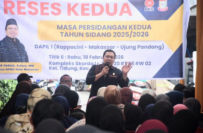 FOTO: Wakil Ketua DPRD Makassar, Anwar Faruq menggelar reses kedua masa persidangan kedua tahun sidang 2025/2026, Rabu (18/2/2026).