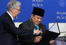 Presiden Prabowo Hadiri Inaugural Meeting BoP di Washington DC FOTO: Prabowo Subianto melanjutkan agenda pertemuannya di Donald Trump United States Institute of Peace, Washington, D.C., Amerika Serikat, pada Kamis, 19 Februari 2026. (Dok. Seskab)