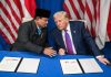 Anggota Ikatan Alumni Pesantren IMMIM Disandera Zionis Israel, Keanggotaan Indonesia di BoP Dipertanyakan FOTO: Presiden RI Prabowo Subianto dan Presiden Amerika Serikat Donald Trump menandatangani Perjanjian Perdagangan Timbal Balik antara Indonesia dan Amerika Serikat, di Washington, D.C., Kamis (19/02/2026). (Sumber: BPMI Setpres)