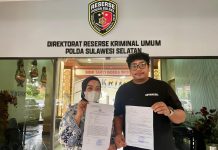 Sudah Dua Tahun Dilaporkan, Fina Pandu Winata Kecewa Polda Sulsel Hentikan Kasus Tanpa Sepengetahuannya FOTO: Kiri Fina Pandu Winata saat melaporkan kasus dugaan penipuan di Mapolda Sulsel (istimewa)