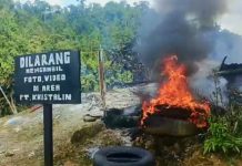 Terungkap Indentitas Korban Pembakaran Pos Keamanan di Nabire, Satu Intel dan Warga Sipil FOTO: pembakaran pos keamanan milik PT Kristalin Lestari yang terjadi di Distrik Makimi, Kabupaten Nabire, Provinsi Papua Tengah pada Sabtu (21/2). (Dok via Google)