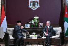 Presiden Prabowo Perkuat Kerja Sama Indonesia–Yordania Tangani Krisis Kemanusiaan Gaza dan Tepi Barat FOTO: Presiden RI Prabowo Subianto menekankan pentingnya penguatan koordinasi strategis antara Indonesia dan Kerajaan Yordania Hasyimiah dalam merespons situasi kemanusiaan di Palestina dalam pertemuan bilateral dengan Raja Abdullah II ibn Al Hussein di Istana Basman, Amman, Rabu (25/02/2026). (Sumber: BPMI Setpres)