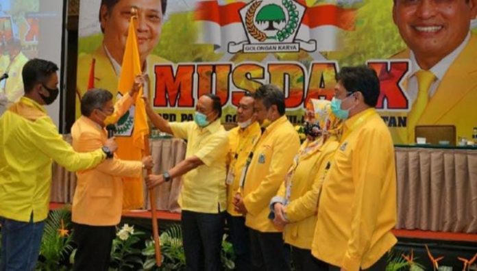 FOTO: Taufan Pawe saat terpilih sebagai Ketua Golkar Sulsel pada Musda X di Hotel Sultan, Jakarta, Jumat (7/8/2020). (Istimewa)