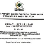 Jadwal Musda Golkar Sulsel Tak Jelas, Masa Kepengurusan di DPD II Banyak Telah Berakhir FOTO: Tangkap layar SK Kepengurusan DPD II Partai Golkar Kota Makassar masa bakti 2021-2026.