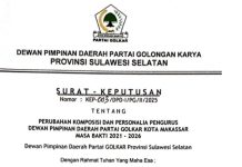 Jadwal Musda Golkar Sulsel Tak Jelas, Masa Kepengurusan di DPD II Banyak Telah Berakhir FOTO: Tangkap layar SK Kepengurusan DPD II Partai Golkar Kota Makassar masa bakti 2021-2026.
