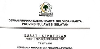 Jadwal Musda Golkar Sulsel Tak Jelas, Masa Kepengurusan di DPD II Banyak Telah Berakhir FOTO: Tangkap layar SK Kepengurusan DPD II Partai Golkar Kota Makassar masa bakti 2021-2026.