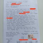 Kasus Asusila Anak di Mojokerto, Penjelasan Kabur Kepala Desa Picu Keraguan Warga Surat pernyataan terduga pelaku kekerasan seksual anak di bawah umur (foto: Agung Ch)