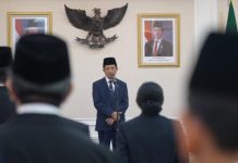 Menag Lantik Lukman Arake di IAIN Bone dan Darmawati di IAIN Parepare FOTO: Menteri Agama RI, Nasaruddin Umar, resmi melantik tujuh pimpinan Perguruan Tinggi Keagamaan Negeri (PTKN). Pelantikan berlangsung di Kantor Kementerian Agama, Lapangan Banteng, Jakarta, Senin (11/5/2026). (Dok Kemenag)